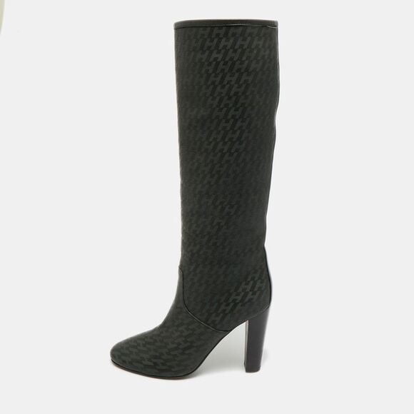Hermes Shoes - Hermes H Logo Size 36 Black Leather Knee Length Boots
